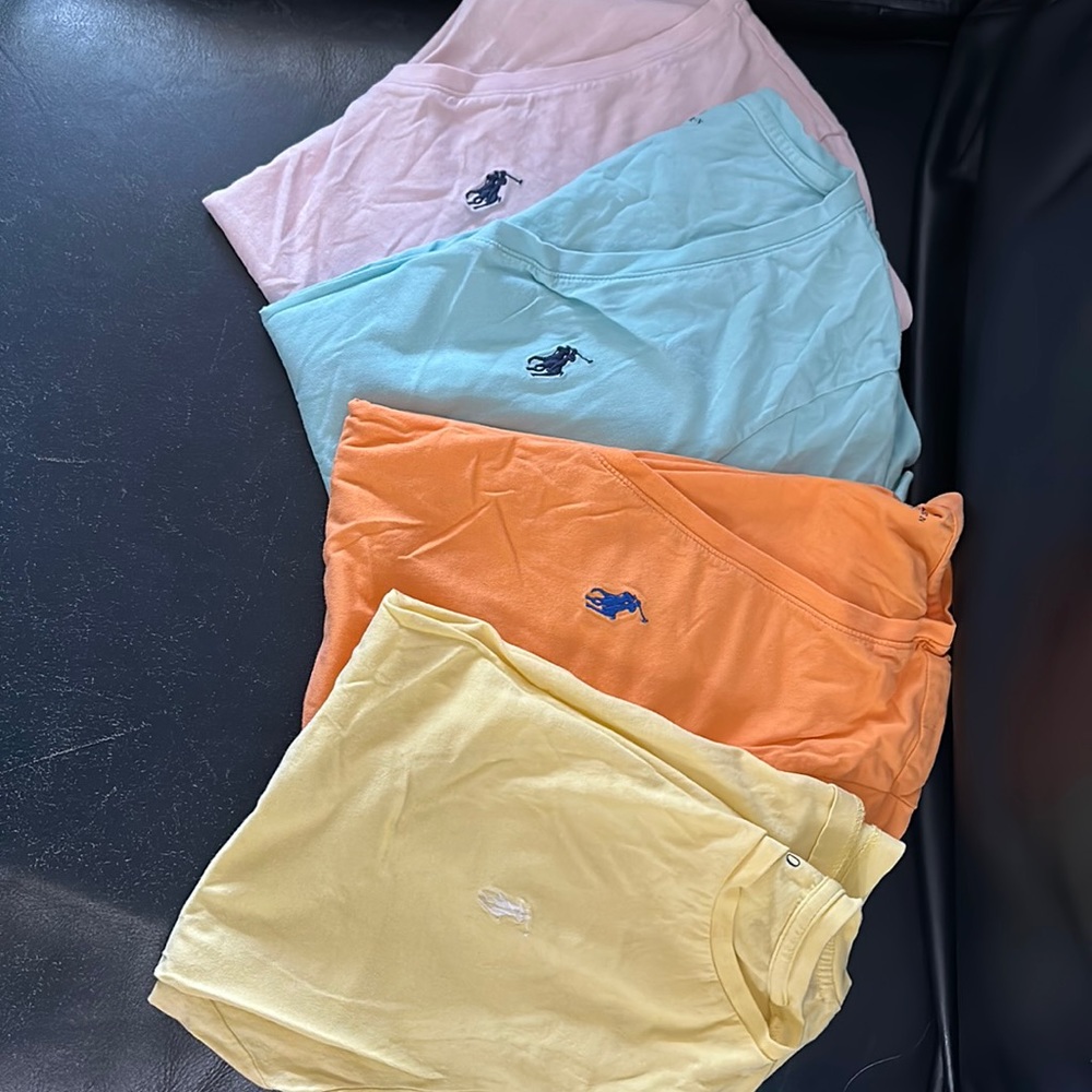 Polo by Ralph Lauren T shirt bundle. Light pink, light blue, orange & yellow